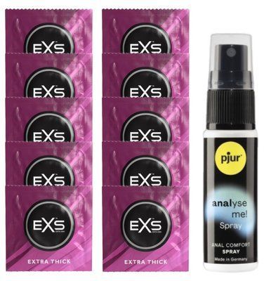 Комплект EXS Extra Thick 10 шт + pjur Analyse Me! (20 мл) SOS14147 фото