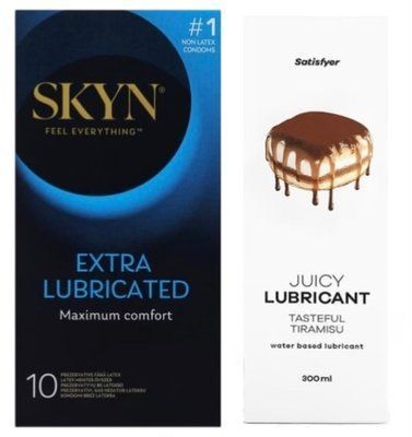 Набір Лубрикант Satisfyer Tasteful Tiramisu 300 мл + SKYN Extra Lube 10 шт. SOS12846 фото