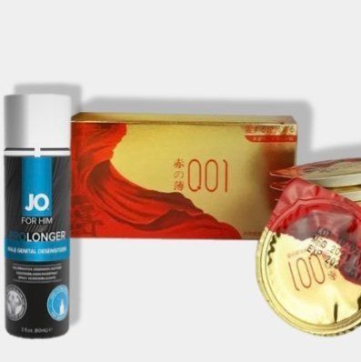 OLO Red Gold 10 шт + Пролонгатор JO Prolonger Spray with Benzocaine (60 мл) SOS6000 фото