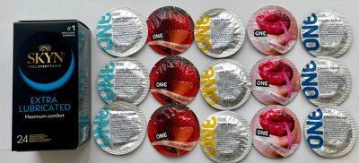 Набір 39 штук SKYN Extra Lube + ONE Super Studs, Super Sensitive, Flavor Waves, Classic SOS2277 фото