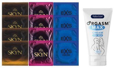 Комплект: Пролонгатор Medica-Group Orgasm Max 50 мл + 8 шт SKYN + 4 шт EXS Cooling SOS10939 фото