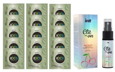Комплект EXS Snug Fit 15 шт + Intt Clit Me On &mdash; Red Fruits Warming Effect, 12 мл SOS14949 фото