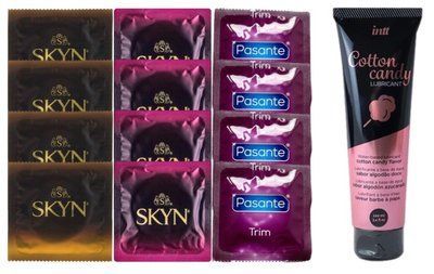 Комплект: Лубрикант Intt Cotton Candy (100мл) + 8 шт. SKYN+4 шт. Pasante TRIM SOS10437 фото
