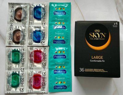 Набір Skyn Large 36 шт + Pasante Tropical 4 шт + Pasante Mint, Blueberry, Strawberry, Chocolate 8 шт SOS3027 фото