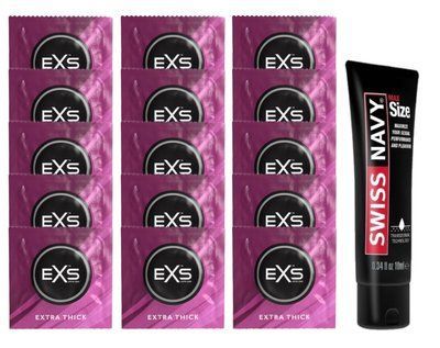 Комплект EXS Extra Thick 15 шт + Swiss Navy Max Size Gel 10 мл SOS14739 фото