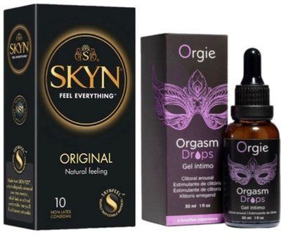 Набор из SKYN Original (10 шт) + жидкий стимулятор Orgie Orgasm Drops (30 мл) SOS9885 фото