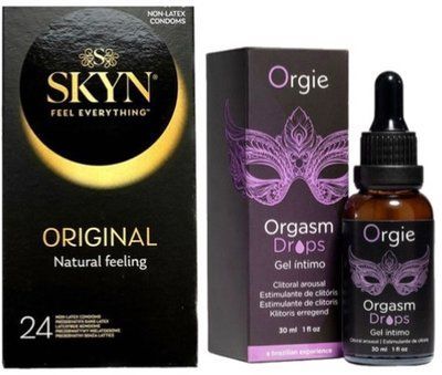 Набор из SKYN ORIGINAL 24 шт + Возбудительные капли Orgie Orgasm Drops (30 мл) SOS9985 фото