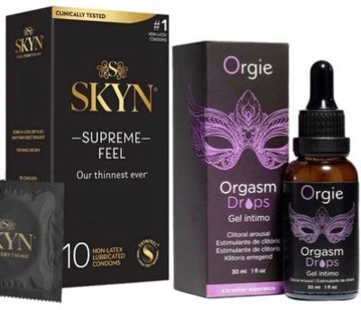 Набор из Skyn ​​Supreme Feel 10 шт + Возбудительные капли Orgie Orgasm Drops (30 мл) SOS10285 фото