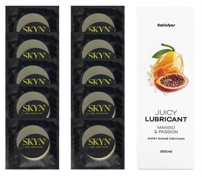 Комплект SKYN Pina Colada 10 шт. + Лубрикант Satisfyer Juicy Lubricant Mango & Passion 300 мл SOS12546 фото