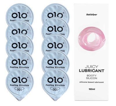 OLO Feeling Ultrathin 10 шт. + Лубрикант Satisfyer Booty Silicon 150 мл SOS12496 фото