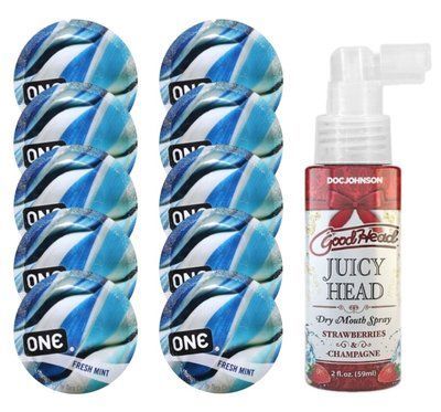 Комплект ONE Fresh Mint 10 шт + Doc Johnson &ndash; Strawberries & Champagne, 59 мл SOS13797 фото
