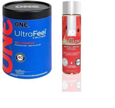 ONE UltraFeel 2-в-1. 40 шт.+ Змазка на водній основі System JO H2O &mdash; Watermelon (120 мл) SOS6454 фото