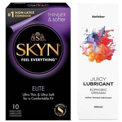 Комплект Лубрикант Satisfyer Juicy Lubricant Euphoric Orgasm 300 мл + SKYN Elite 10 шт SOS12646 фото