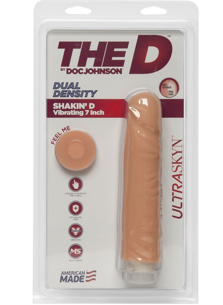 Фалоімітатор Doc Johnson The D: Shakin D 7 Inch Vibro ULTRASKYN, діаметр 3,8 см, плавне регулювання SO1580 фото