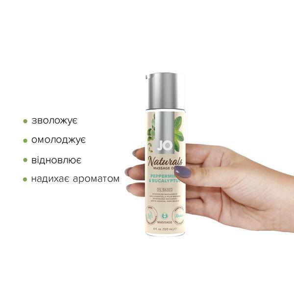 Массажное масло System JO - Naturals Massage Oil - Peppermint&Eucalyptus ,с эфирными маслами (120 мл) SO6166 фото