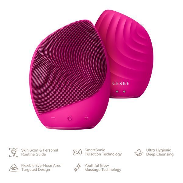 Електронна ультразвукова щітка для обличчя GESKE Sonic Facial Brush 5в1 magenta HB0065 фото