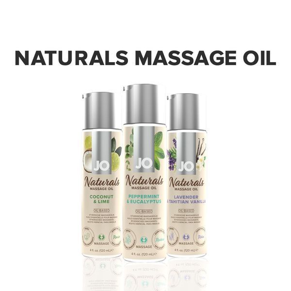 Массажное масло System JO - Naturals Massage Oil - Peppermint&Eucalyptus ,с эфирными маслами (120 мл) SO6166 фото