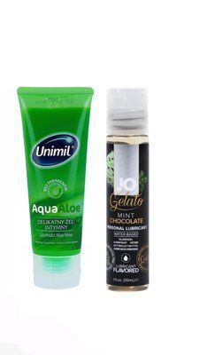 Набір лубрикантів Unimil Aloe 80 мл + System JO GELATO Mint Chocolate (30 мл) LB167 фото