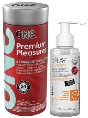 Набор из 24 шт ONE Premium Pleasures + Пролонгатор Lovely Lovers DELAY GEL 150ml SOS9376 фото
