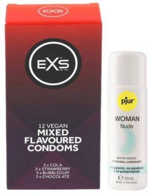 Набір EXS Mixed Flavoured (12 шт) + pjur Woman Nude 30 мл SOS13447 фото