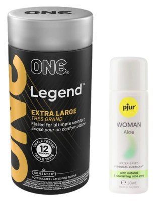 Набор ONE Legend Extra Large 12 шт + Pjur Woman Aloe 30 мл SOS13097 фото