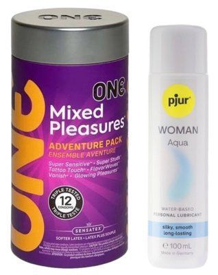 Комплект ONE Mixed Pleasures 12 шт + Pjur Woman Aqua 100 мл SOS12947 фото