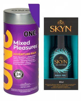 ONE Mixed Pleasures 24 шт и Лубрикант SKYN AQUA FEEL 80 мл SOS632 фото
