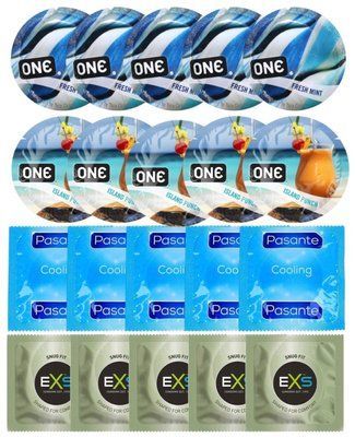 Набір 20 шт ONE Fresh Mint + ONE Island Punch + Pasante Cooling + EXS Snug Fit SOS7181 фото
