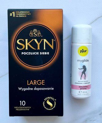 Комплект SKYN Large 10 шт + pjur my glide 30 мл, з женьшенем SOS1927 фото