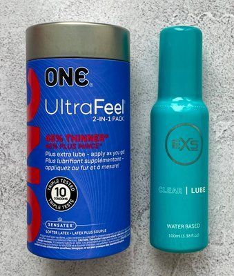 Набор ONE UltraFeel 2-in-1 10 шт. - Лубрикант EXS Clear Lube 100 мл. SOS2578 фото