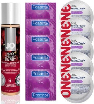 Набір 10 шт Pasante TRIM та ONE Tattoo Touch + System JO H2O &mdash; Cherry Burst (30 мл) SOS4877 фото