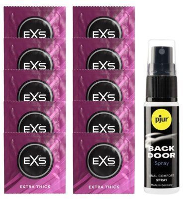 Комплект EXS Extra Thick 10 шт + pjur Backdoor (20 мл) SOS14148 фото