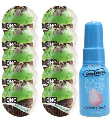 Комплект ONE Mint Chocolate 10 шт + Doc Johnson GoodHead Booty Licker Spray Cotton Candy (29 мл) SOS13848 фото