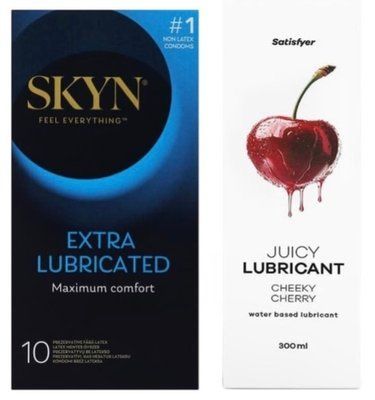Набор Лубрикант Satisfyer Cheeky Cherry 300мл + SKYN Extra Lube 10 шт. SOS12797 фото