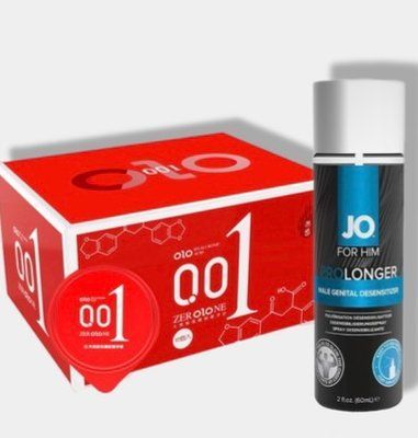 OLO 0.01 ZER Red 10 шт + Пролонгатор System JO Prolonger Spray with Benzocaine (60 мл) SOS5901 фото