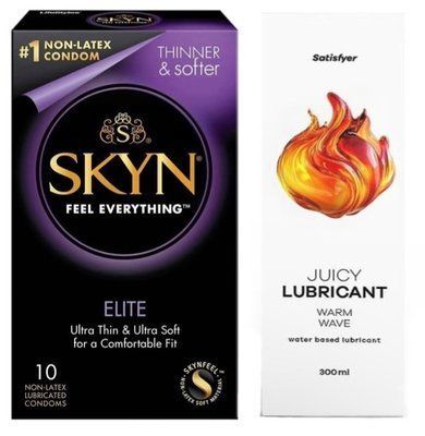 Комплект Лубрикант Satisfyer Warm Wave 300 мл + SKYN Elite 10 шт SOS12747 фото