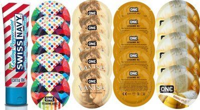 Набор из SwissNavy CoolingPeppermint 10мл + ONERibs + ONE Vanish + ONE Legend XL + ONEBanana SOS8626 фото