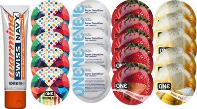 Набор из Swiss Navy Warming 10мл + ONERibs + ONE Sensitive + ONEChocolateStrawberry + ONEBanana SOS8576 фото