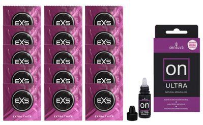 Комплект EXS Extra Thick 15 шт + Sensuva ON Ultra Drops, 5 мл SOS14690 фото