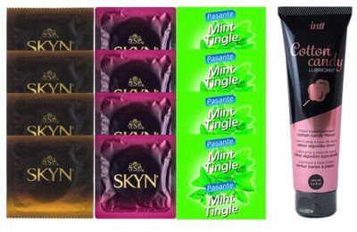 Комплект: Лубрикант Intt Cotton Candy (100мл) + 8 шт. SKYN+4 шт. Pasante Mint Tingle SOS10438 фото
