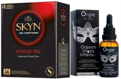 Набор из SKYN Intense Feel (36 шт) + Жидкий вибратор Orgie Orgasm Drops Intense (30 мл) SOS9836 фото