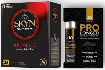 Набор из SKYN Intense Feel (36 шт) + Пролонгатор JO Prolonger Spray with Lidocaine (60 мл) SOS8976 фото