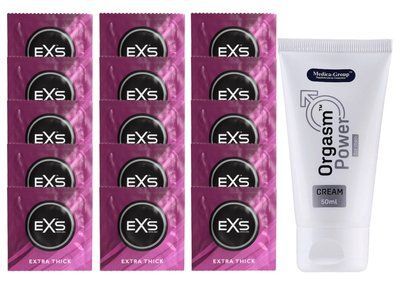 Комплект EXS Extra Thick 15 шт + Orgasm Power For Men SOS14740 фото