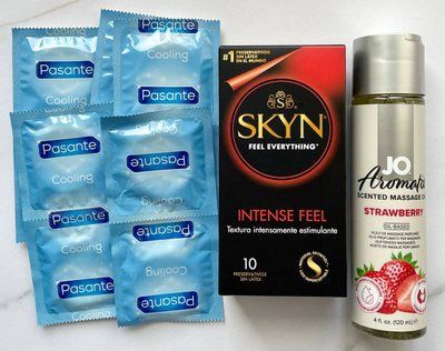 Набір 20 шт SKYN Intense Feel - Pasante Cooling + System JO Aromatix Strawberry 120 мл SOS1627 фото