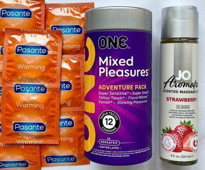 Комплект 22 шт ONE Mixed Pleasures + Pasante Warming + System JO Aromatix Strawberry 120 мл SOS1677 фото