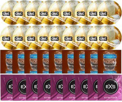 Набір 36 шт ONE Banana Split + Pasante Chocolate + EXS Extra Thick SOS7729 фото