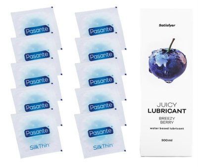 Комплект Pasante Silk 10шт. + Лубрикант Satisfyer Juicy Lubricant Breezy Berry 300 мл SOS11545 фото