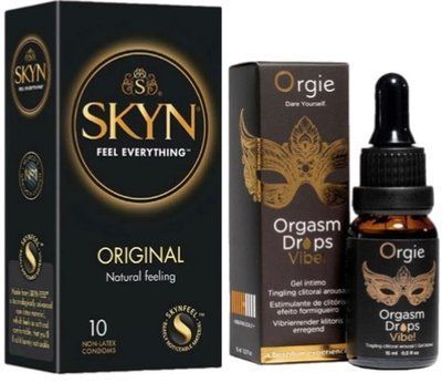 Набор из SKYN Original (10 шт) + жидкий стимулятор ORGASM DROPS VIBE! (15 мл) от ORGIE SOS9886 фото