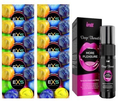 EXS BUBBLEGUM 10 шт + Intt Deep Throat Oral Spray (12 мл) SOS14048 фото