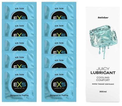Набір: EXS Air Thin 10 шт. + Лубрикант Satisfyer Cooling Comfort 300 мл SOS11189 фото